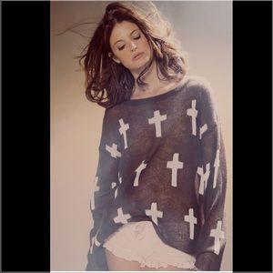 RARE Wildfox Gothic cross Sweater! Pink & Brown ✨